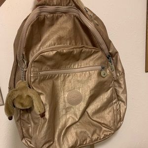 Kipling Large Seoul Backpack in Metallic Gold
